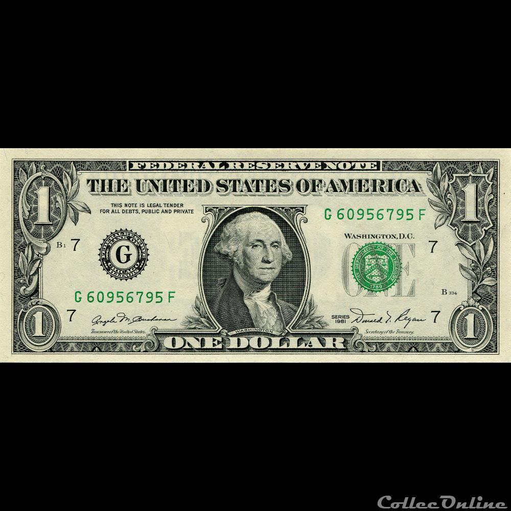 G- 1$ Federal Reserve Notes - Small Size 1981 Series billet amerique du nord etat uni g 1 federal reserve notes small size 1981 series