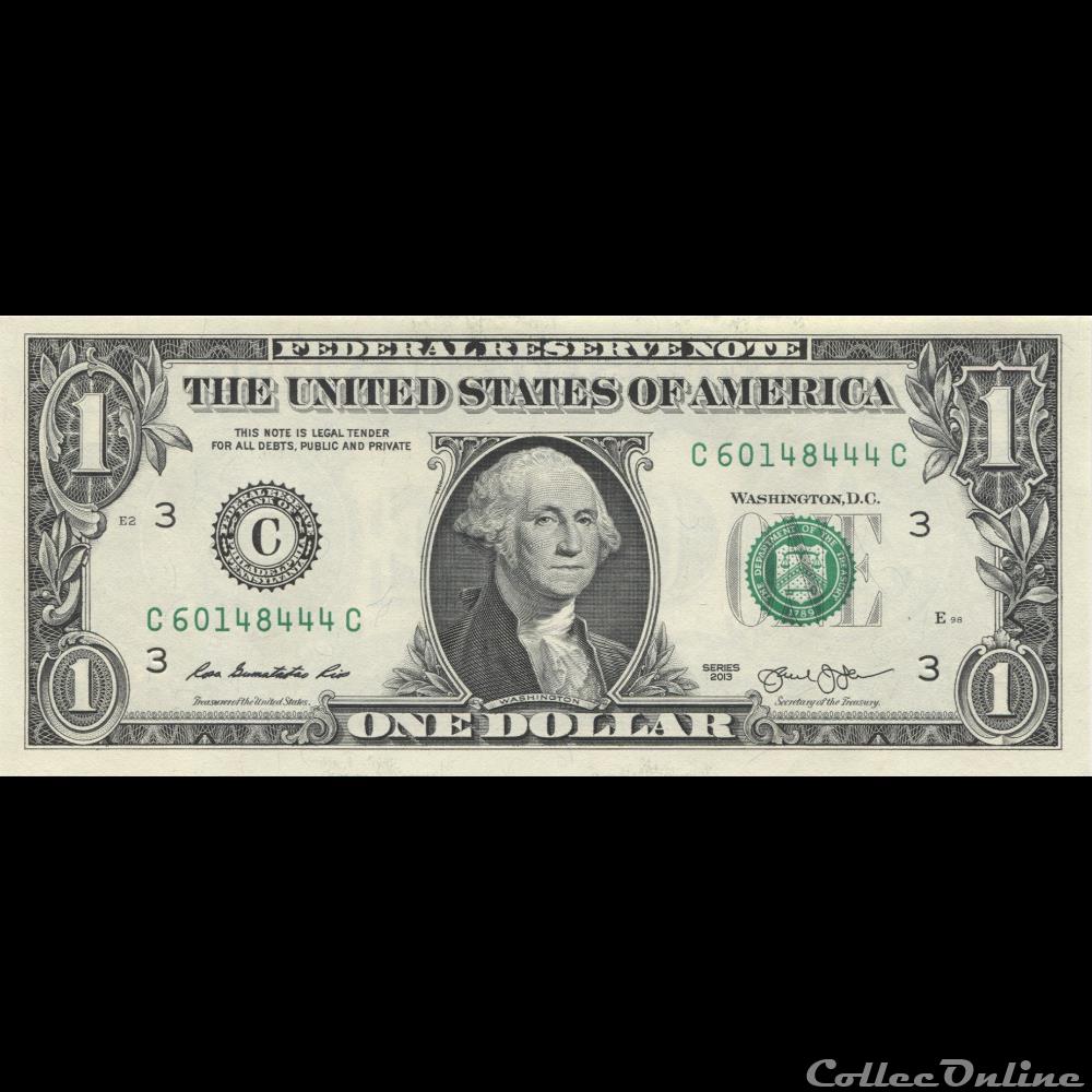 C- 1$ Federal Reserve Notes - Small Size 2013 Series billet amerique du nord etat uni c 1 federal reserve notes small size 2013 series