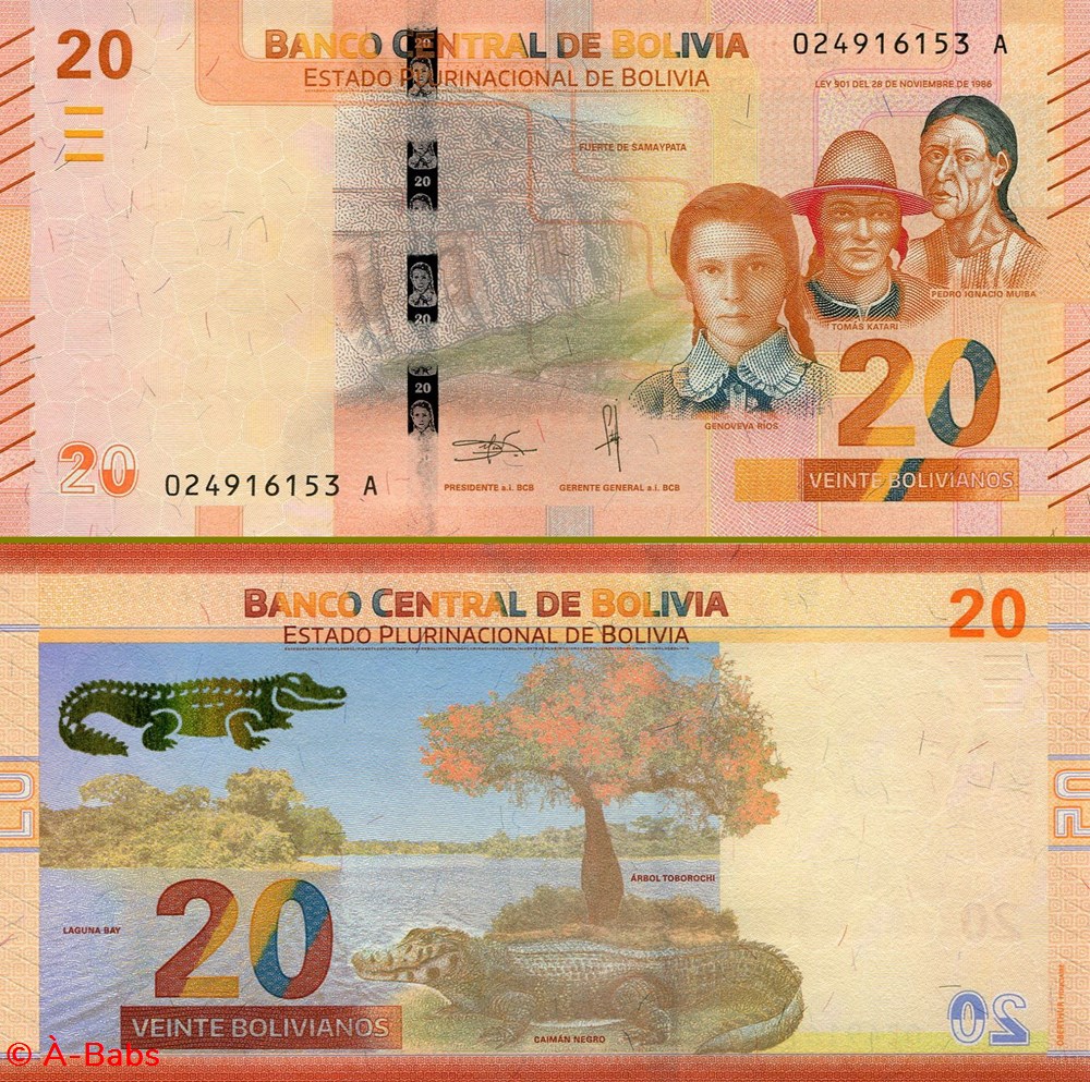 BOLIVIE - PICK 249 a - 20 BOLIVIANOS - 2018 billets amerique du sud bolivie pick 249 a 20 bolivianos 2018