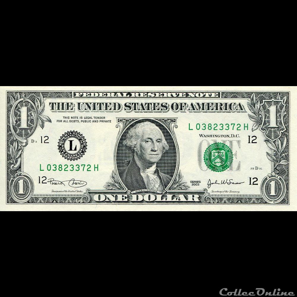 L- 1$ Federal Reserve Notes - Small Size 2003 Series billet etat uni argentine l 1 federal reserve notes small size 2003 series