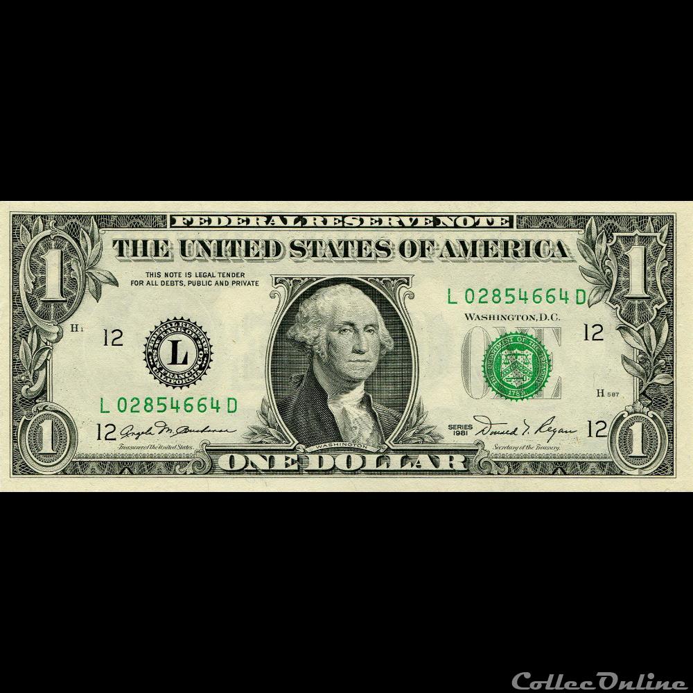 L- 1$ Federal Reserve Notes - Small Size 1981 Series billet etat uni macedoine l 1 federal reserve notes small size 1981 series