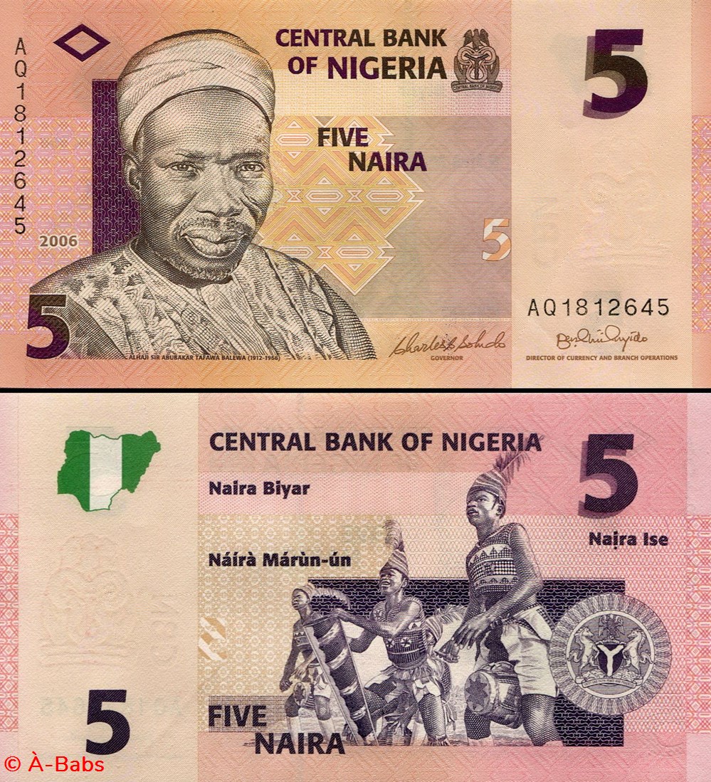 NIGERIA - PICK 32 a - 5 NAIRA - 2006 billets afrique nigeria pick 32 a 5 naira 2006
