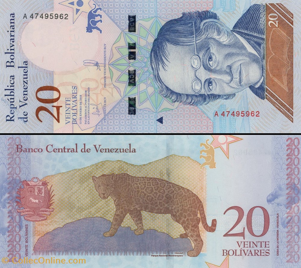 billets amerique du sud venezuela pick 104 20 bolivares 2018