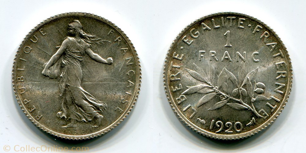 Semeuse 1 Franc 1920 monnaies monde france semeuse 1 franc 1920