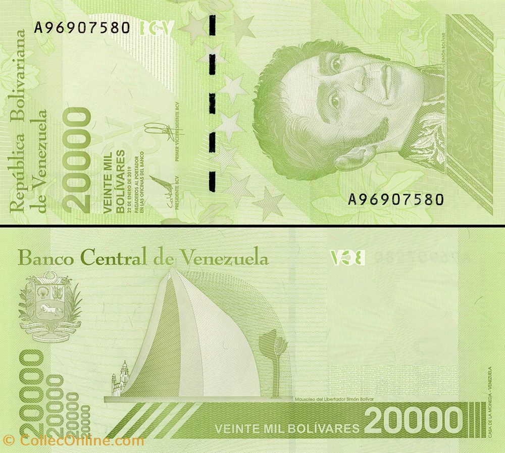 billet amerique du sud venezuela pick 110a 20 000 bolivares 2019