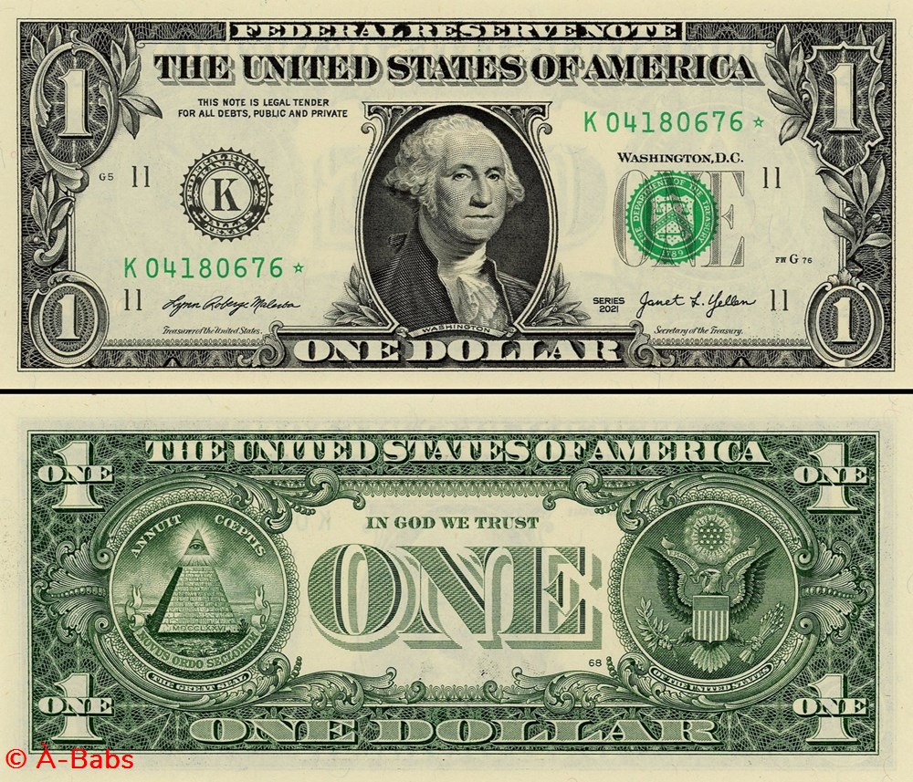 K- 1$ Federal Reserve Notes - Small Size 2021 Series billets amerique du nord etats unis k 1 federal reserve notes small size 2021 series