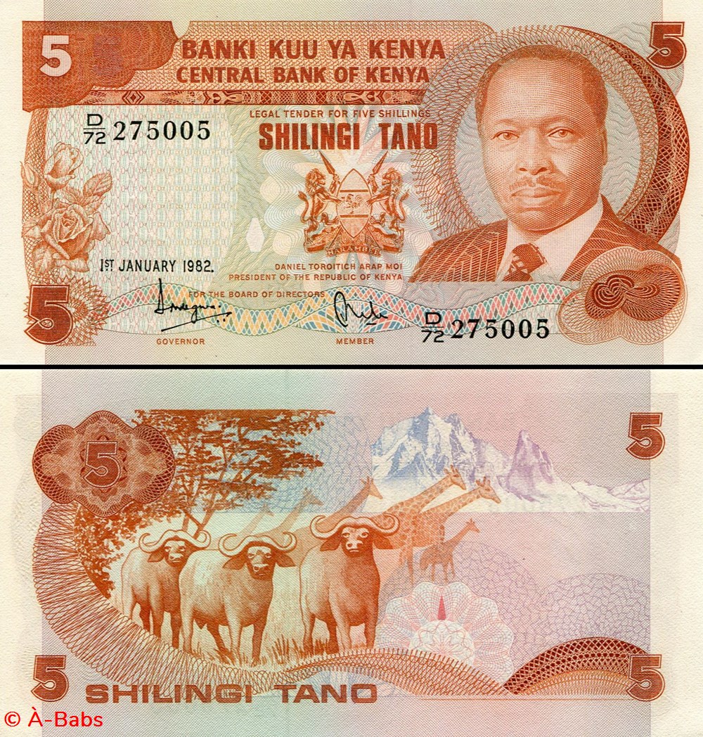 KENYA - PICK 19 a - 5 SHILLINGS - 1982 billets afrique kenya pick 19 a 5 shillings 1982