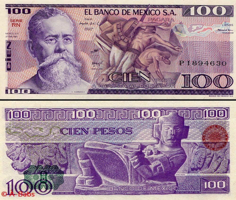 billets amerique du nord mexique pick 074a rn 100 pesos 1981