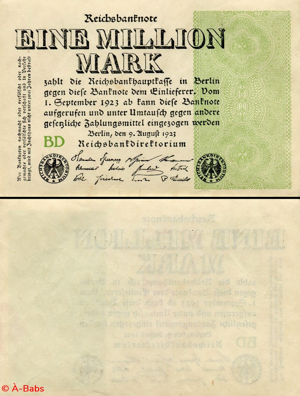 ALLEMAGNE - PICK 101 - 1 000 000 MARK - 1923 billets europe allemagne pick 101 1 000 000 mark 1923