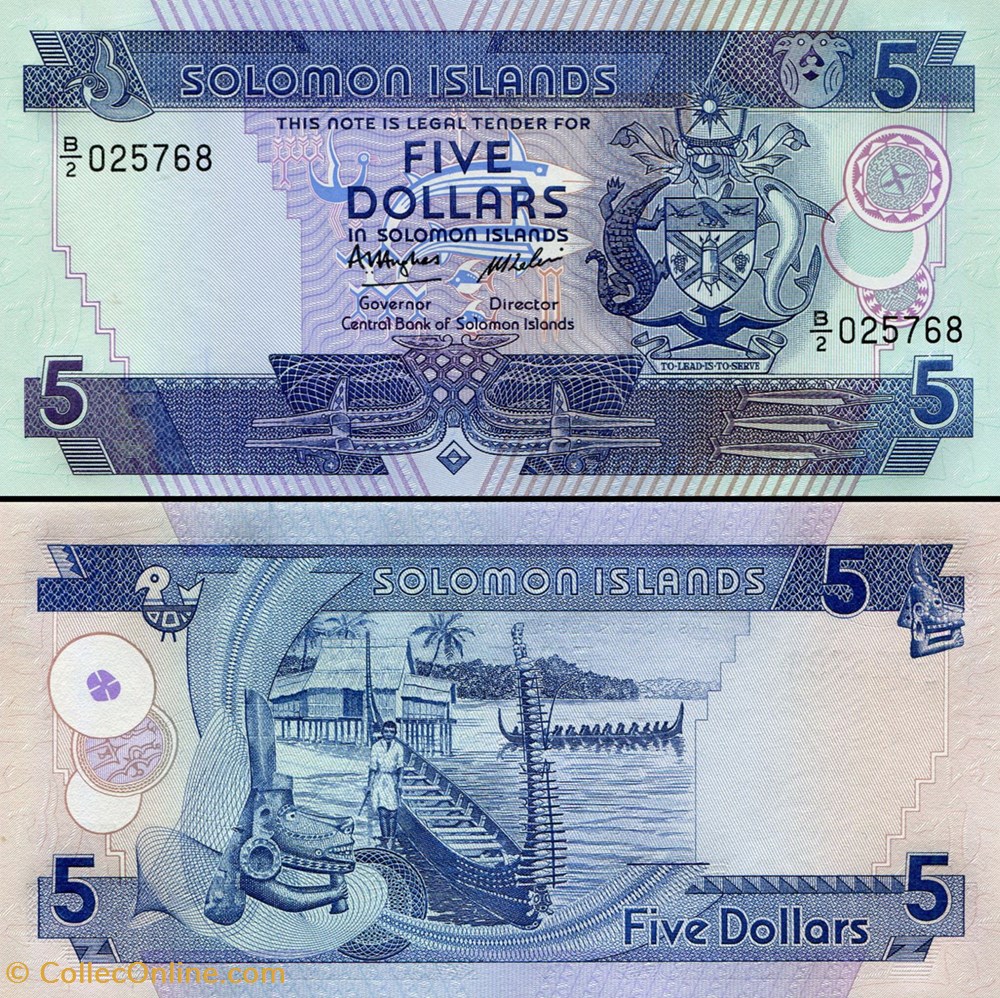 ILES SALOMON - PICK 14 a - 5 DOLLARS - 1986 billets oceanie iles salomon pick 14 a 5 dollars 1986