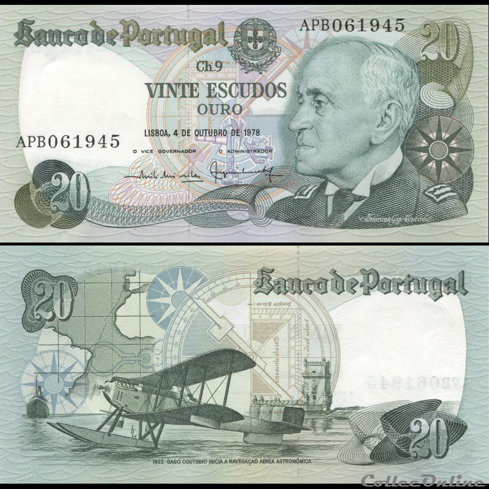 PORTUGAL - PICK 176 b 3 - 20 ESCUDOS - 1978 billet europe portugal pick 176 b 3 20 escudos 1978