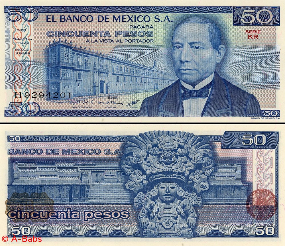 billets amerique du nord mexique pick 073a kr 50 pesos 1981