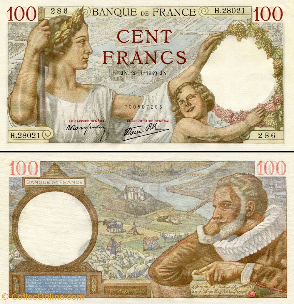 FRANCE - 100 FRANCS billets europe france 100 francs