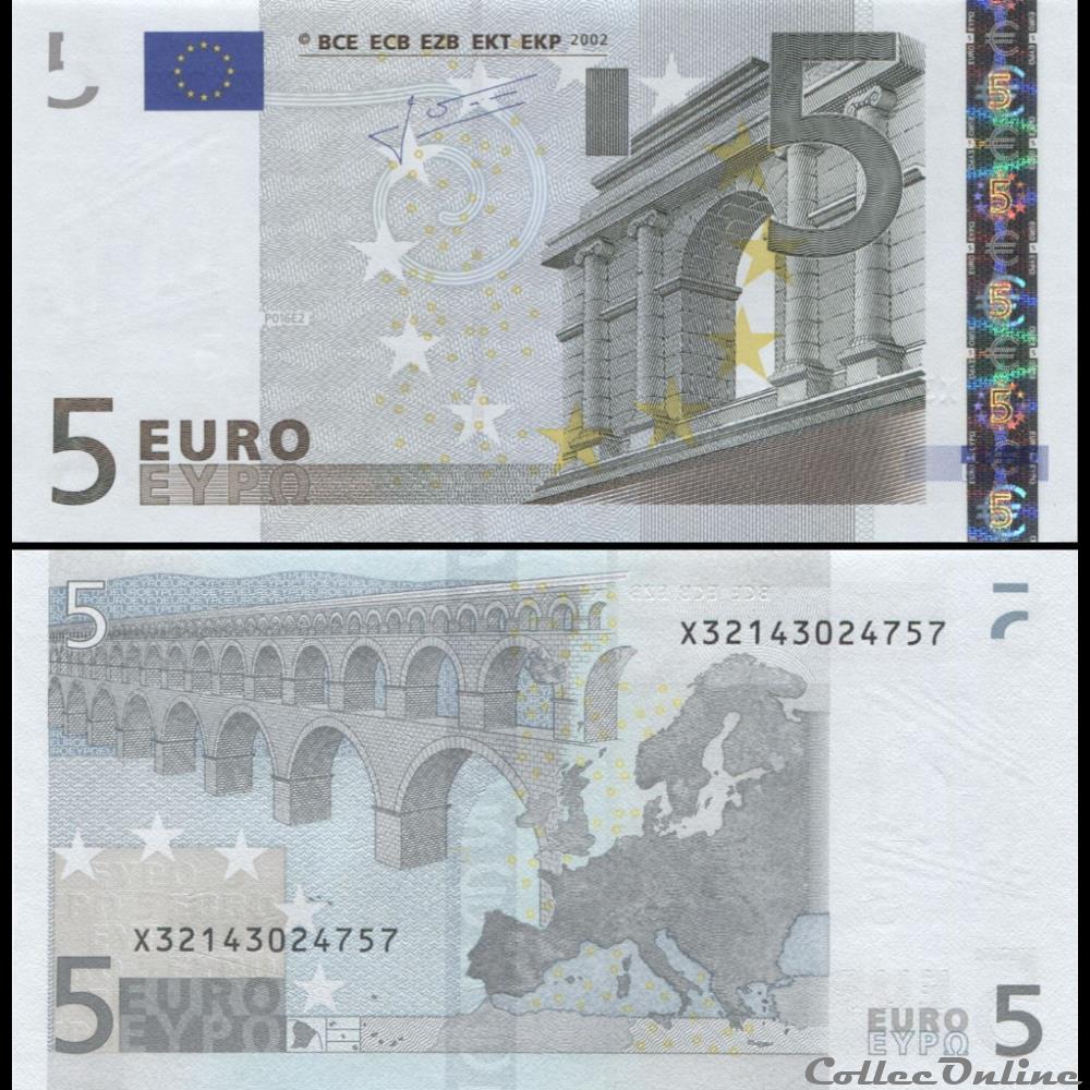 billet 5 euros signature trichet pick 8 x 1 allemagne