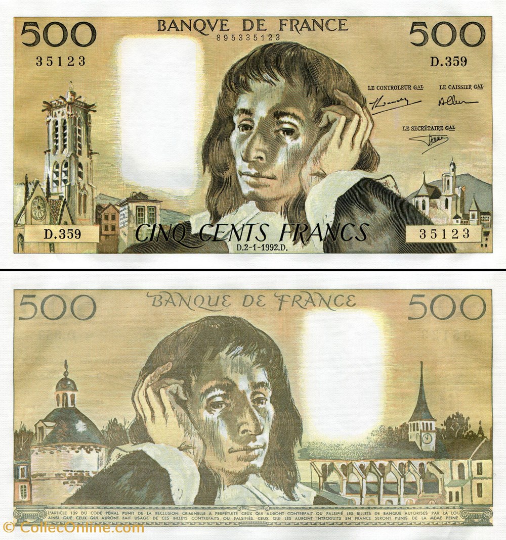 billets europe france 500 francs