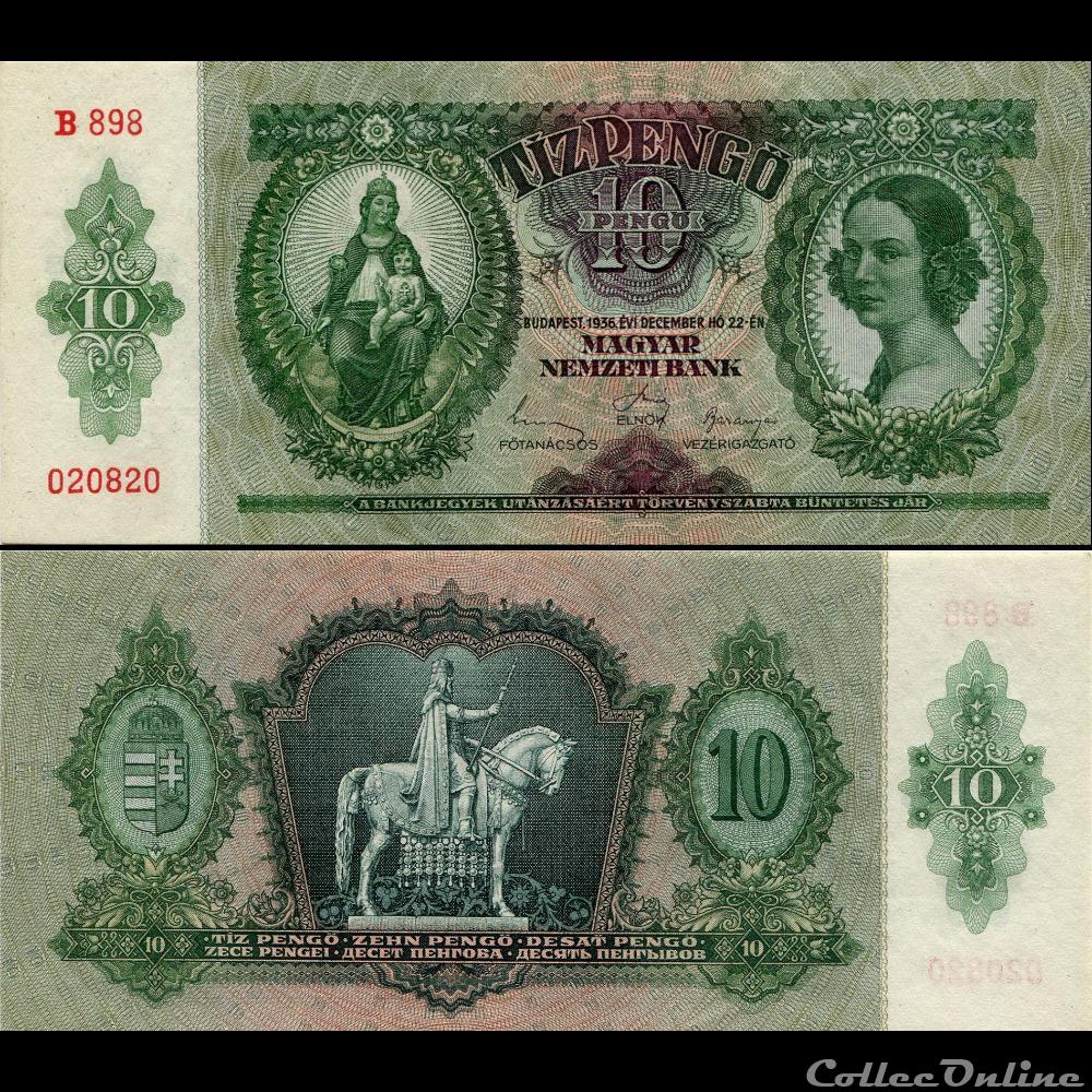 HONGRIE - PICK 100 - 10 PENGO - 1936 billet europe hongrie pick 100 10 pengo 1936
