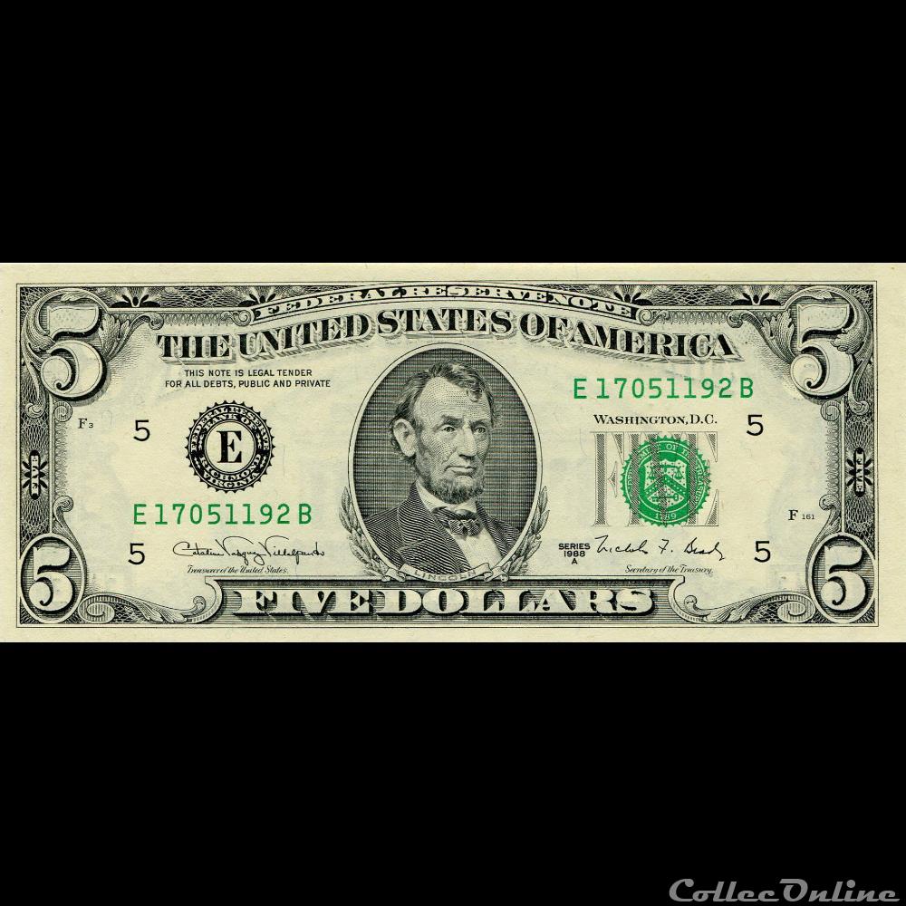billets amerique du nord etats unis 5 federal reserve notes small size 1988a series