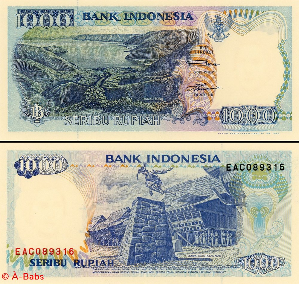 INDONÉSIE - PICK 129a - 1000 ROUPIES - 1992 billets asie indonesie pick 129a 1000 roupies 1992