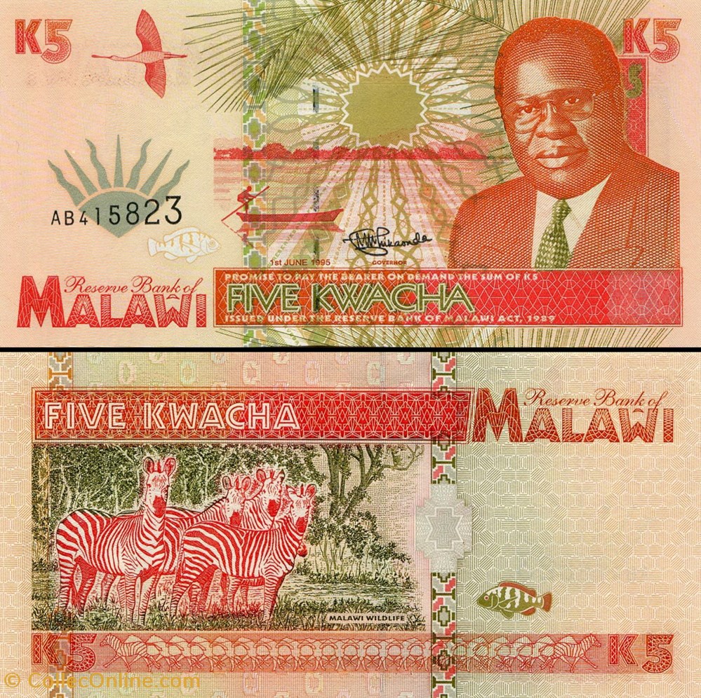 MALAWI - PICK 30 - 5 KWACHA - 1995 billets afrique malawi pick 30 5 kwacha 1995