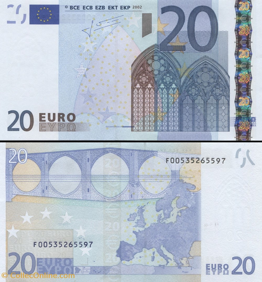 20 EUROS - SIGNATURE TRICHET - PICK 10 F - MALTE billets 20 euros signature trichet pick 10 f malte