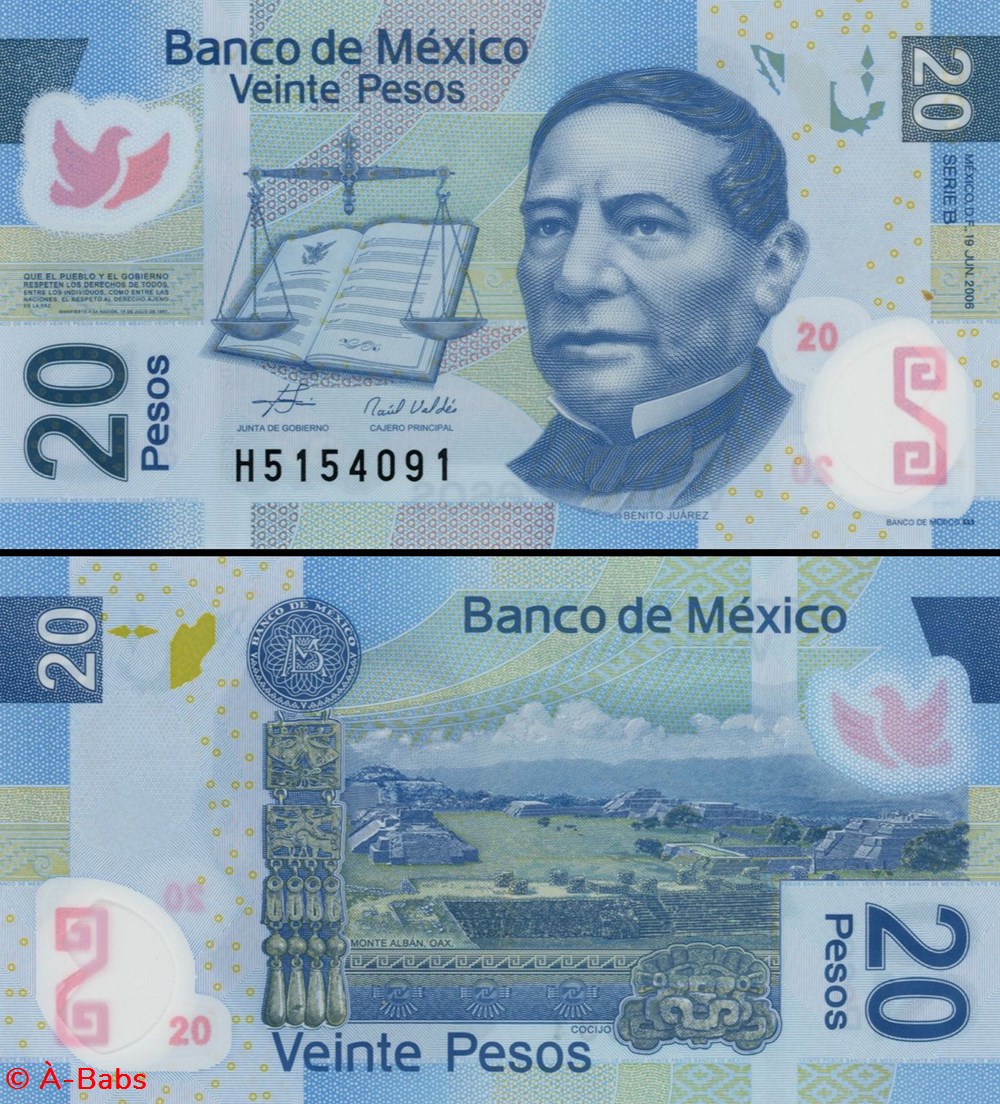 billets amerique du nord mexique pick 122b 20 pesos 2006