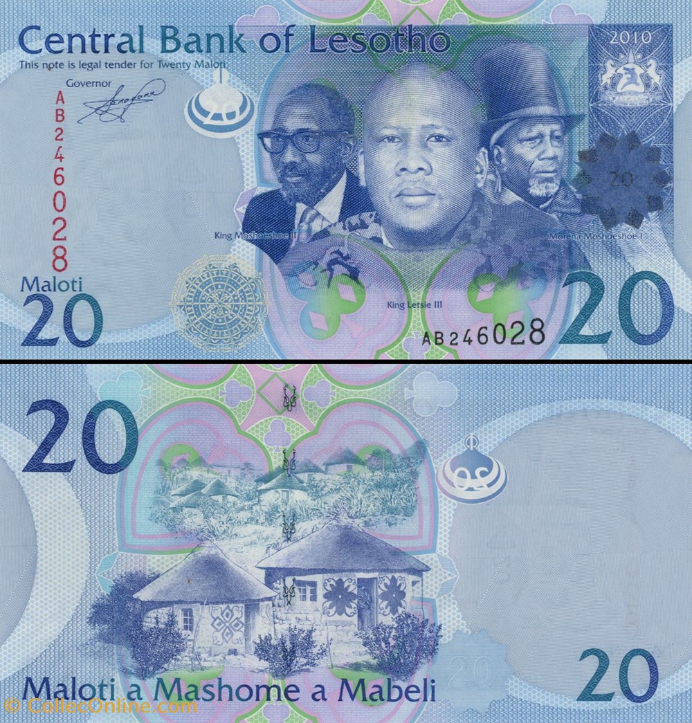 LESOTHO - PICK 22a - 20 Maloti - 2010 billets afrique malawi lesotho pick 22a 20 maloti 2010