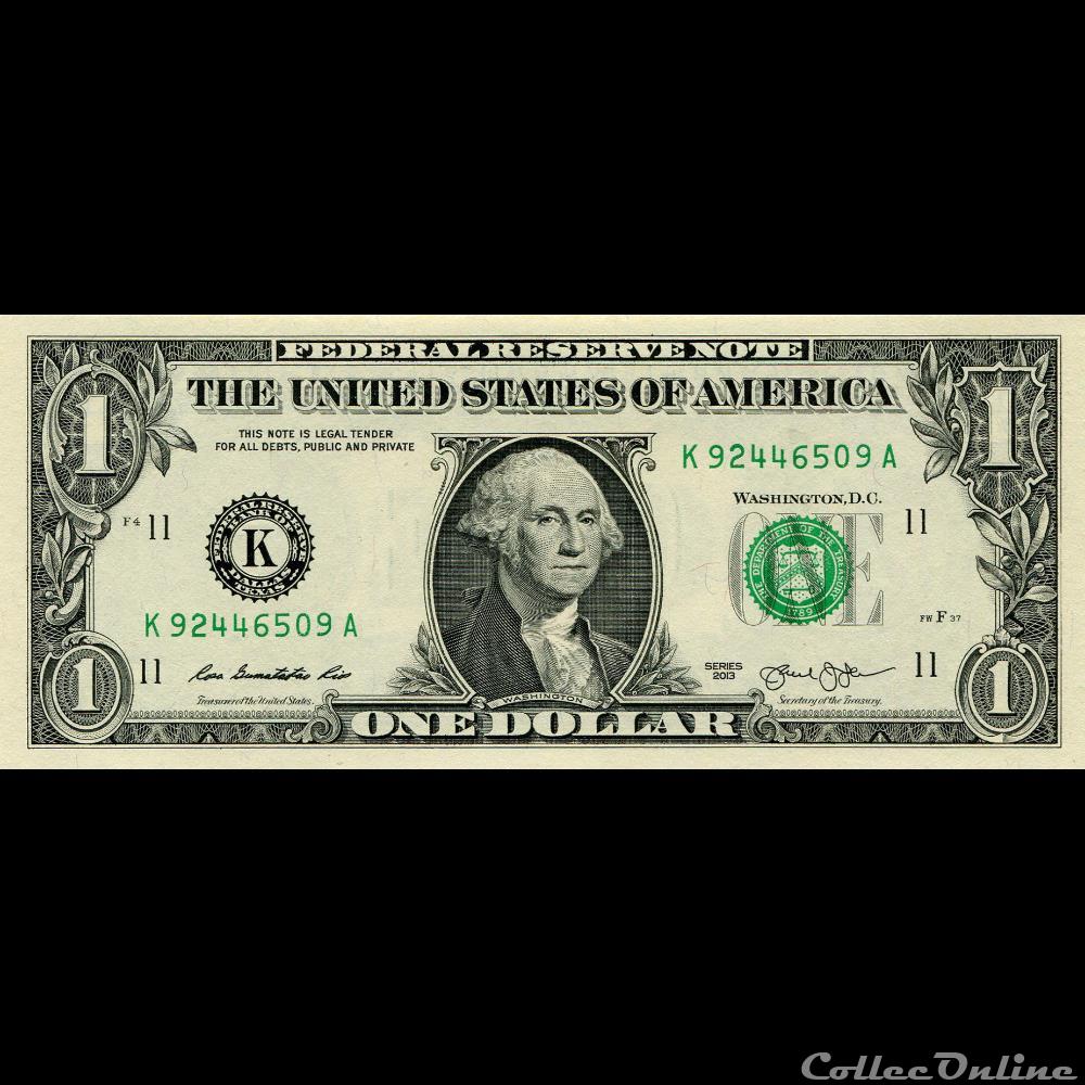 K- 1$ Federal Reserve Notes - Small Size 2013 Series billet etat uni maurice k 1 federal reserve notes small size 2013 series