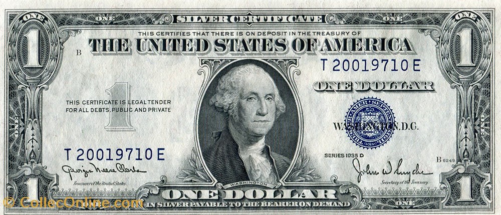 $1 SILVER CERTIFICATE SERIES 1935D billets amerique du nord etats unis 1 silver certificate series 1935d