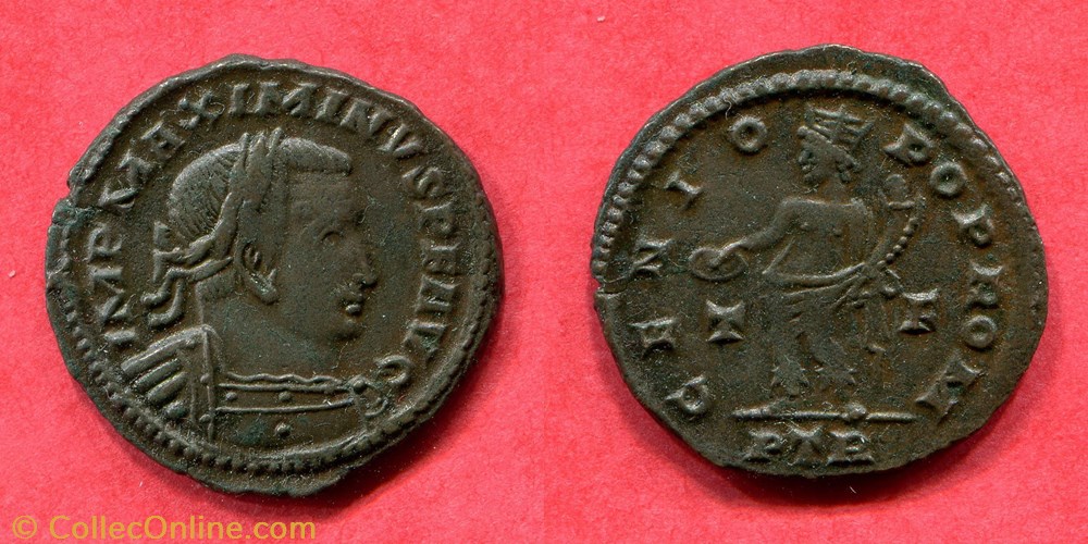 MAXIMIN II DAÏA - GENIO - POP ROM - RIC.845 a monnaie antique av jc ap romaine republicaine imperiale maximin ii daia genio pop rom ric 845 a