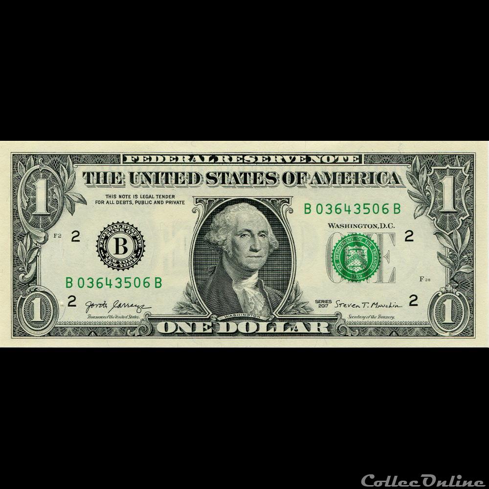 B- 1$ Federal Reserve Notes - Small Size 2017 Series billet amerique du nord etat uni b 1 federal reserve notes small size 2017 series