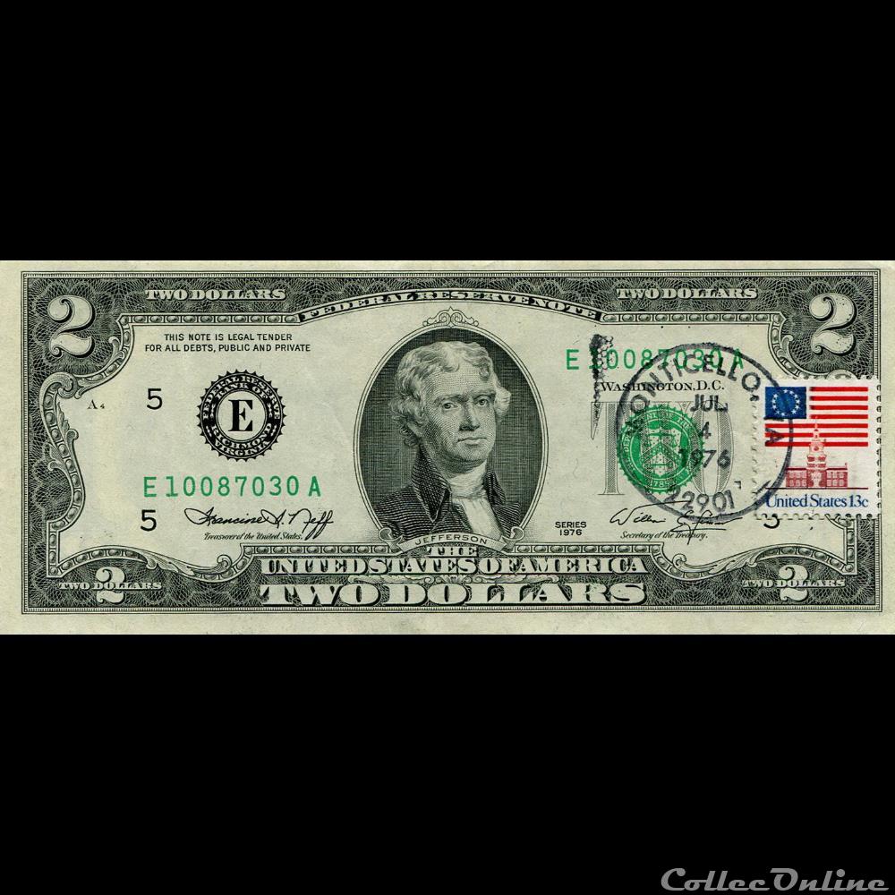 E- Richmond District - 2$ Federal Reserve Notes - Small Size 1976 Series billet amerique du nord etat uni e richmond district 2 federal reserve notes small size 1976 series