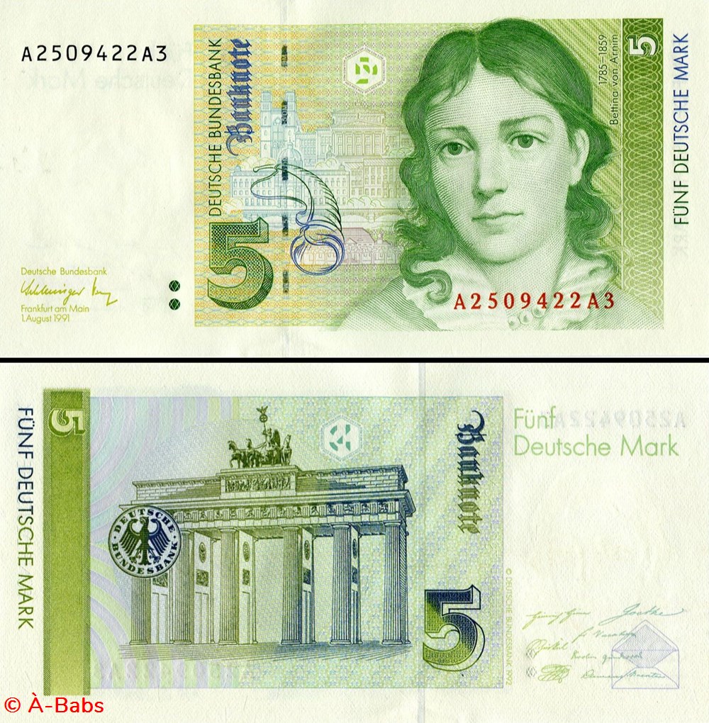 ALLEMAGNE - RFA - PICK 37 - 5 MARK - 1991 billets europe allemagne rfa pick 37 5 mark 1991