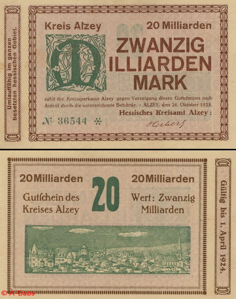ALLEMAGNE - PICK ???? - 20 000 000 000 MARK - 1923 billets europe allemagne pick 20 000 000 000 mark 1923