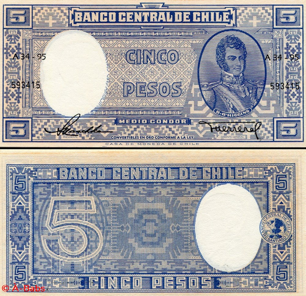billets amerique du sud chili pick 119 a 1 5 pesos 1958