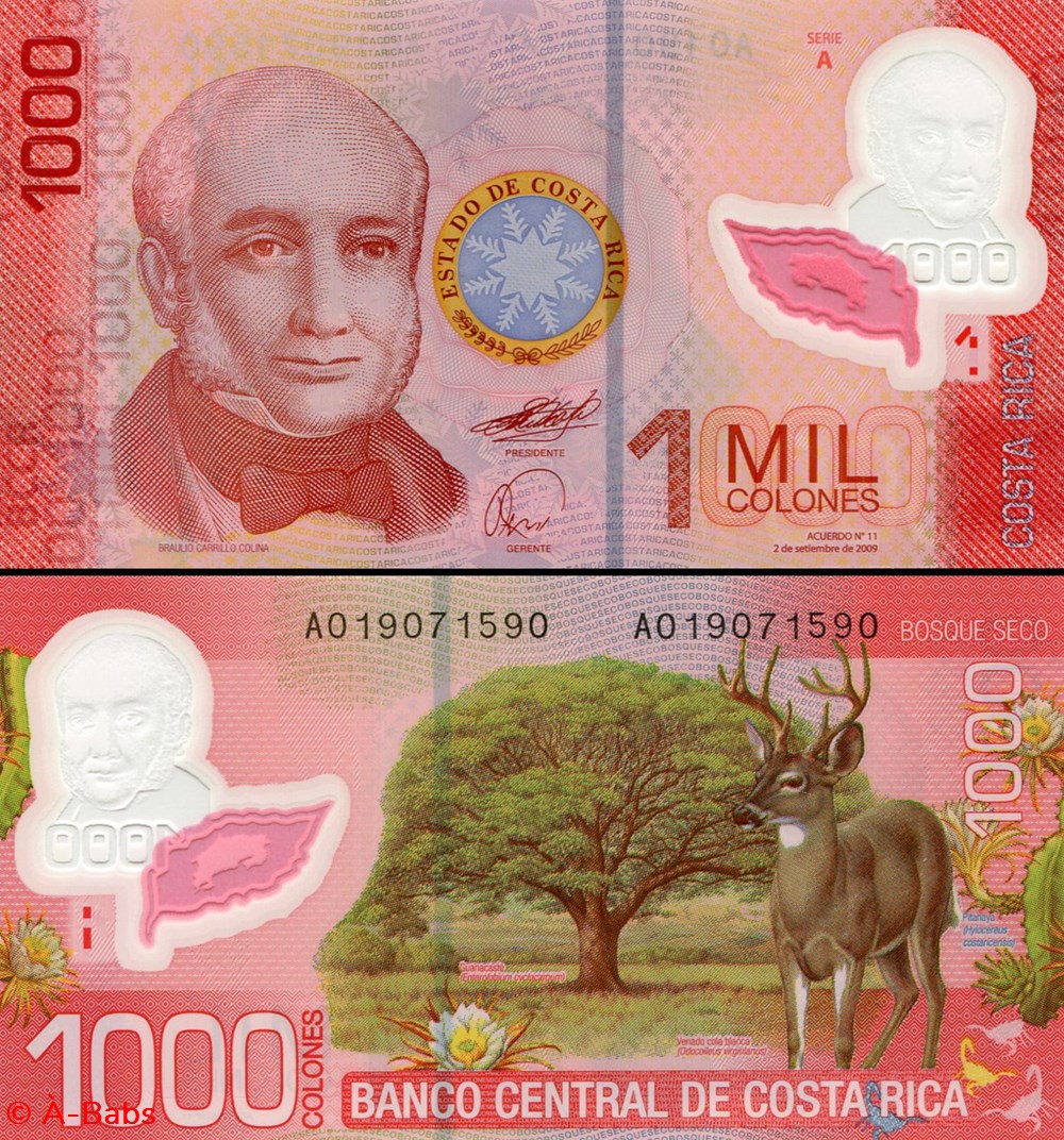 billets amerique centrale et caraibes costa rica pick 274 1000 colones 2009