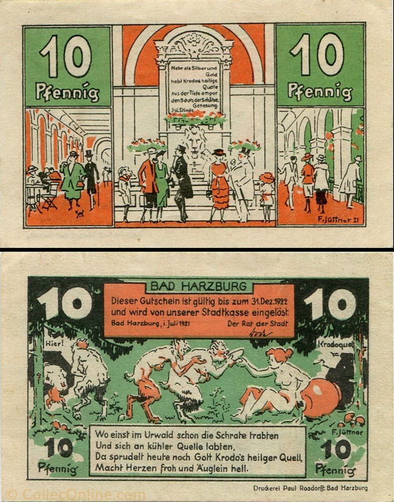 billet europe allemagne bad harzburg 10 pfennig