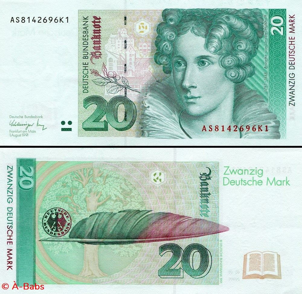 ALLEMAGNE - RFA - PICK 39 a - 20 MARK - 1991 billets europe allemagne rfa pick 39 a 20 mark 1991