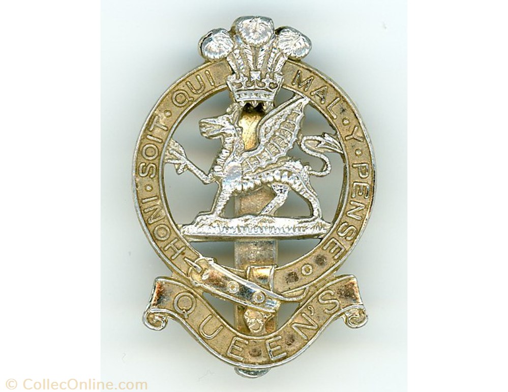 Royaume Uni - Cap-badge britannique - Queen's Regiment militaria medailles insignes royaume uni cap badge britannique queen s regiment