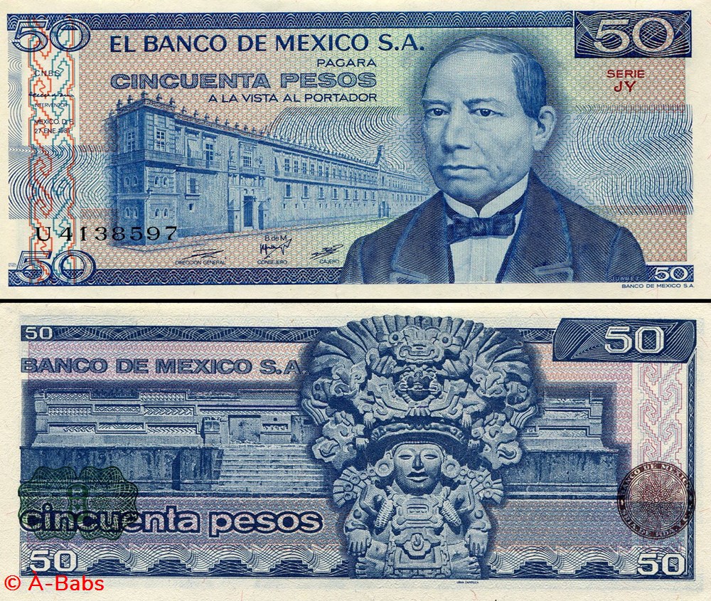 billets amerique du nord mexique pick 073a jy 50 pesos 1981