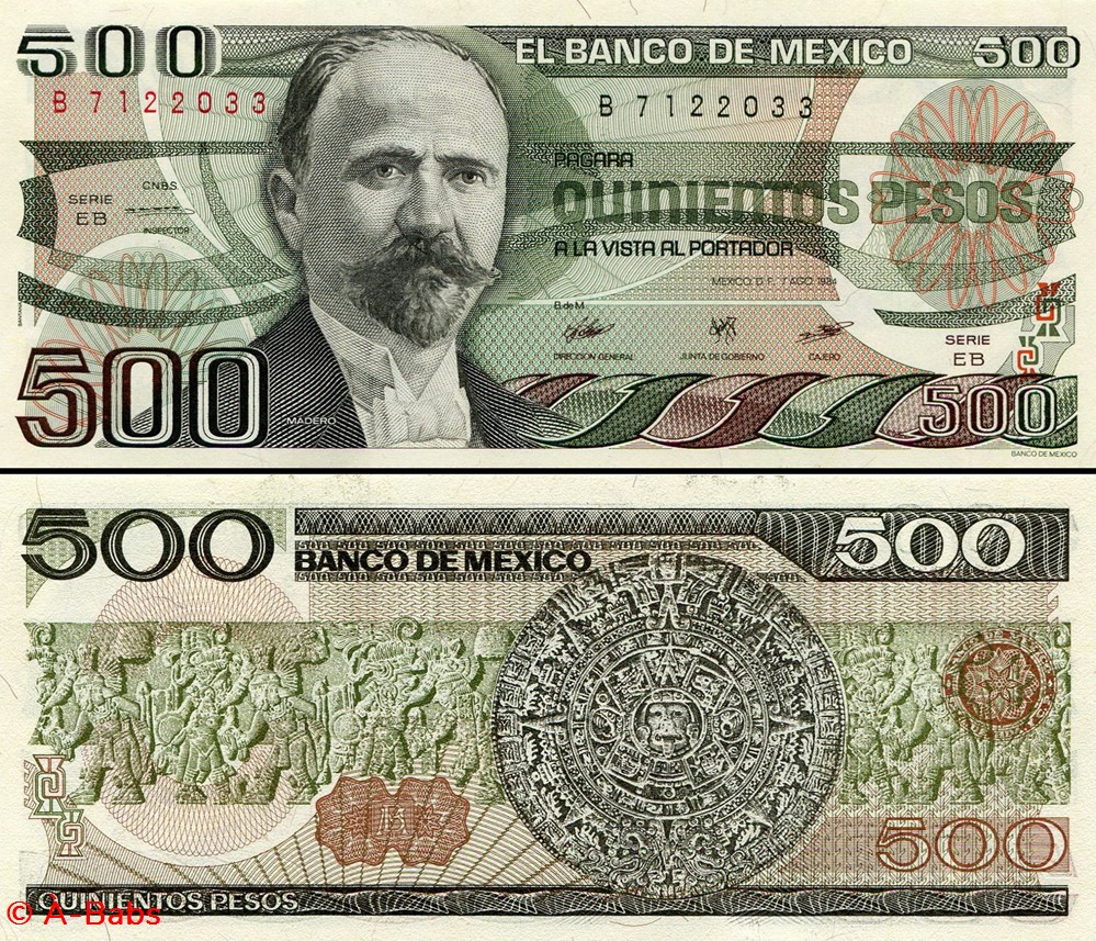 billets amerique du nord mexique pick 079b eb 500 pesos 1984