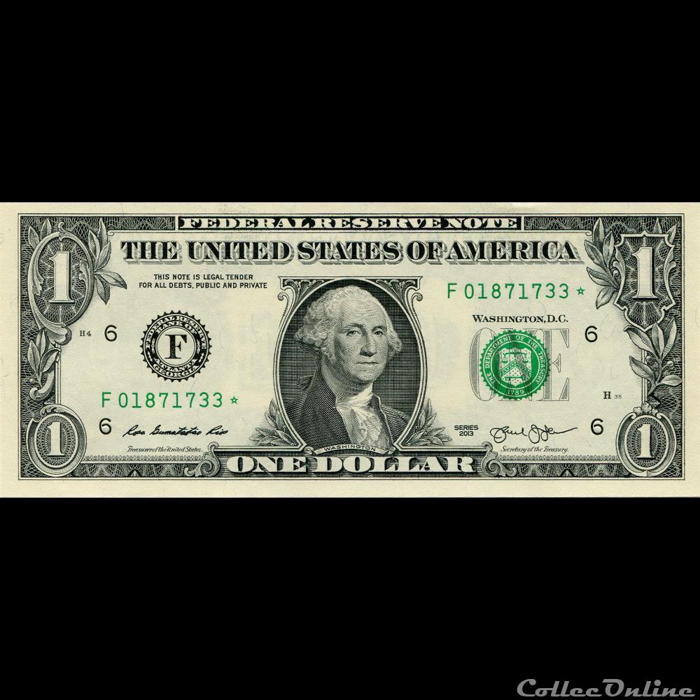 F- 1$ Federal Reserve Notes - Small Size 2013 Series billet amerique du nord etat uni f 1 federal reserve notes small size 2013 series