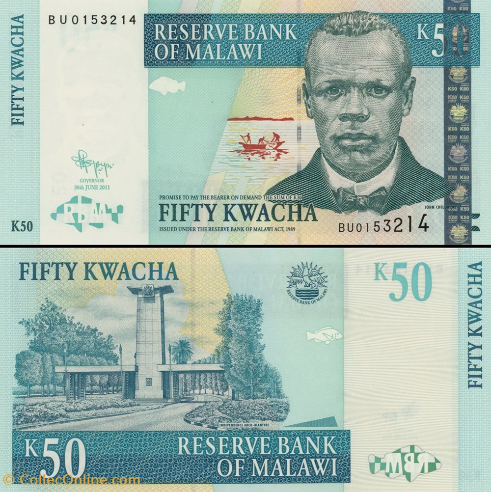 MALAWI - PICK 53 e - 50 KWACHA - 2011 billets afrique malawi pick 53 e 50 kwacha 2011
