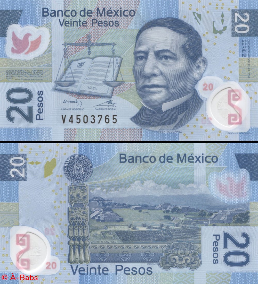 billets amerique du nord mexique pick 122z 20 pesos 2016