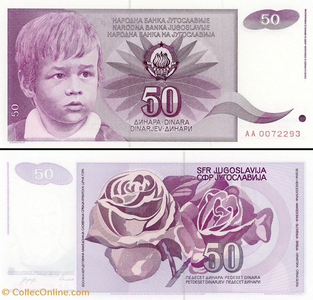 billet europe yougoslavie pick 104a 50 dinara 1990