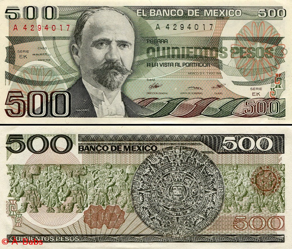 billets amerique du nord mexique pick 079b ek 500 pesos 1984