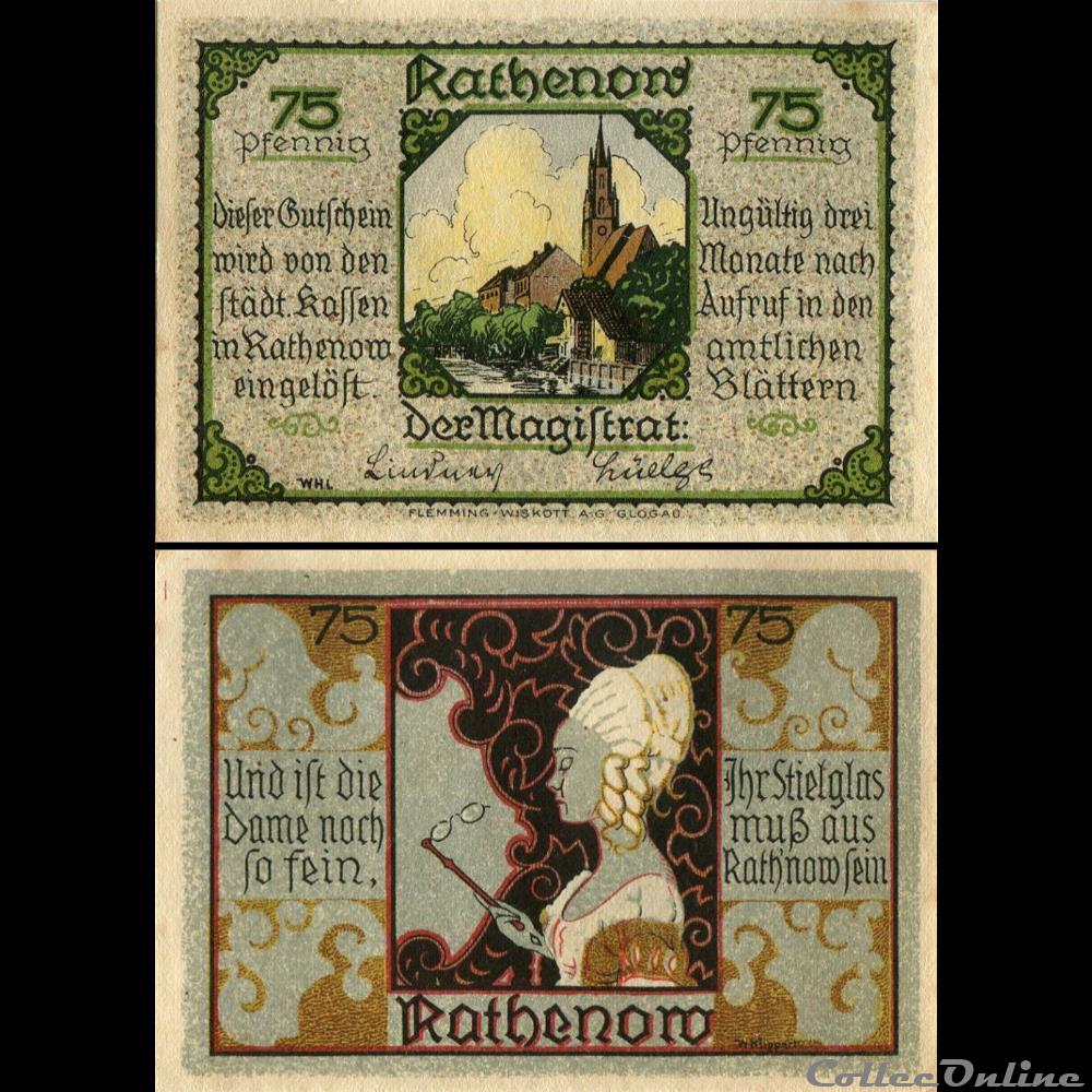 Rathenow 75 Pfennig monnaie monde allemagne rathenow 75 pfennig
