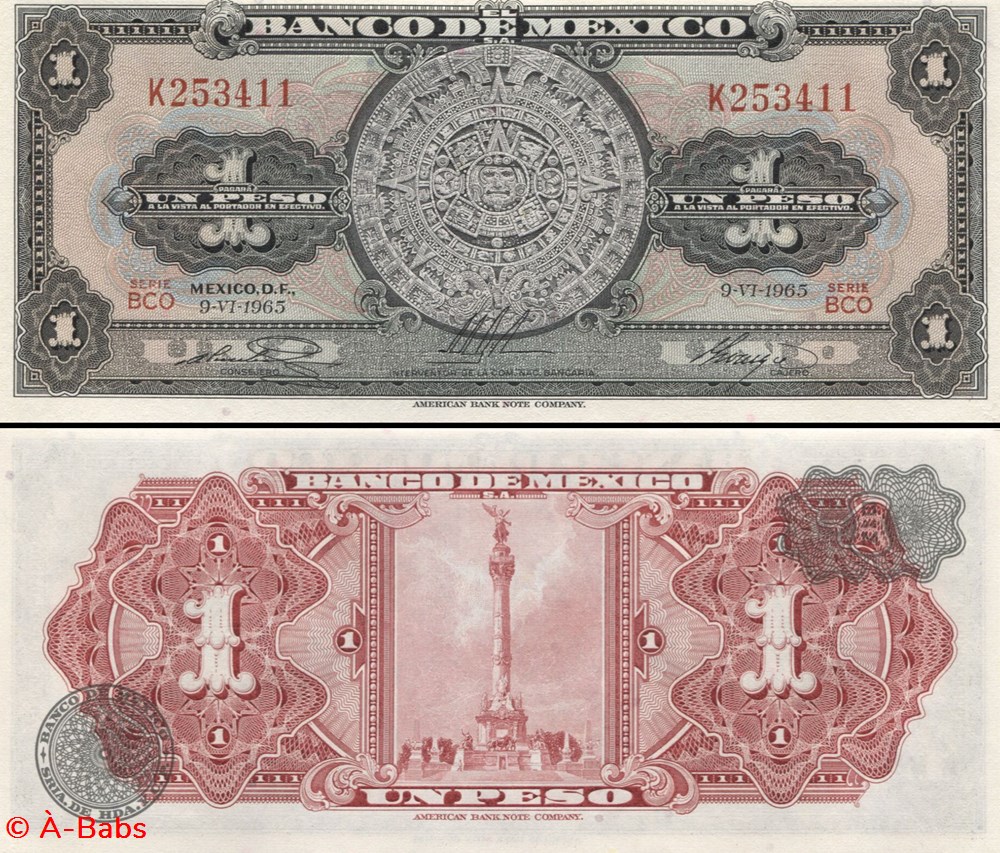 billets amerique du nord mexique pick 059i1 1 peso 1965