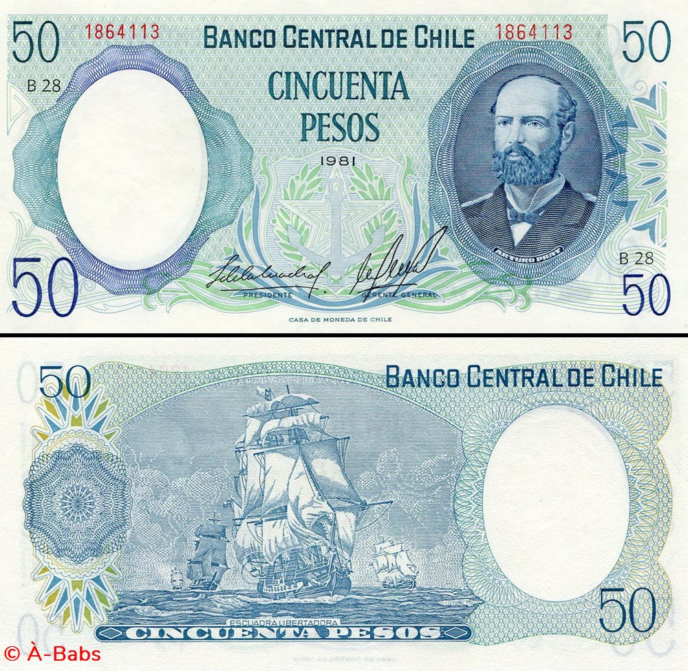 billets amerique du sud chili pick 151 b 2 50 escudos 1981