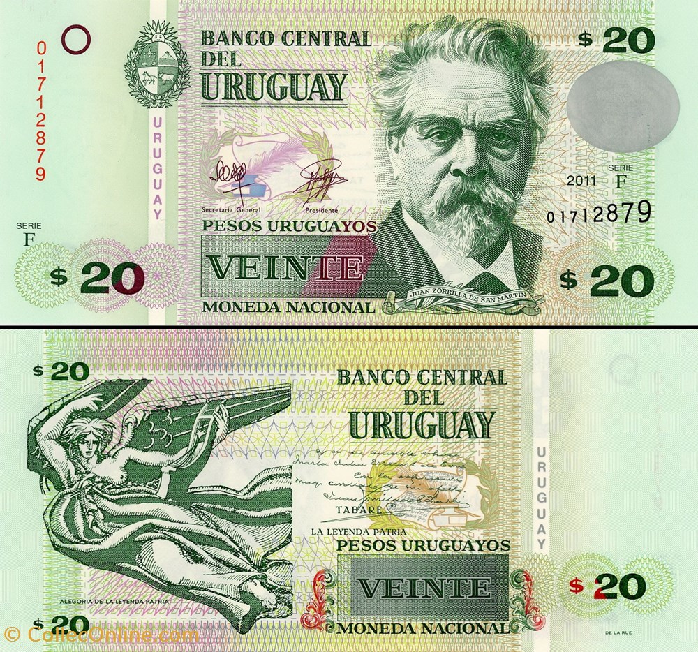 URUGUAY - PICK 086 b - 20 PESOS URUGUAYOS - 2011 billet amerique du sud uruguay pick 086 b 20 pesos uruguayos 2011