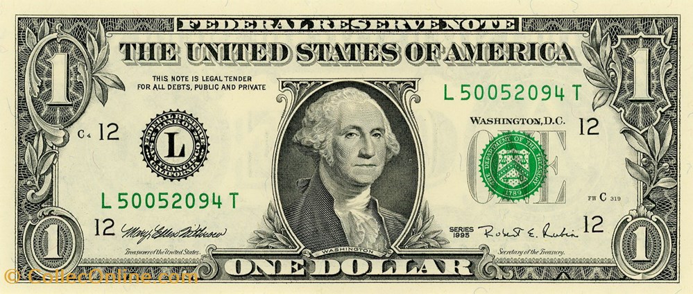 billets amerique du nord etats unis l 1 federal reserve notes small size 1995 series